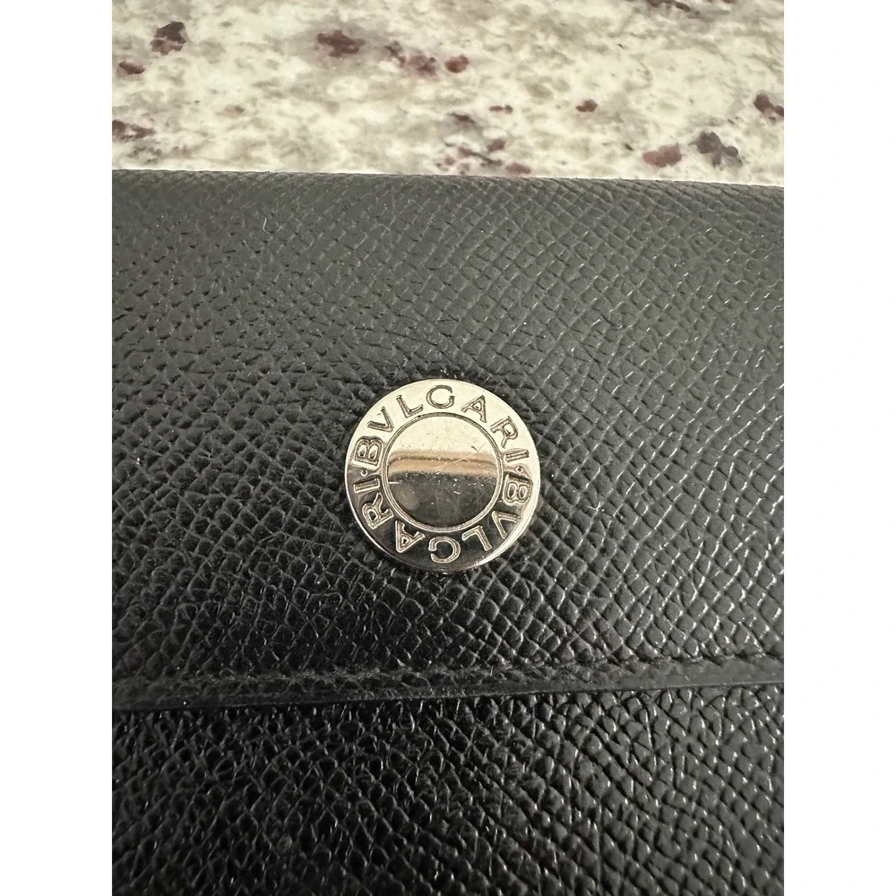 BVLGARI black leather shw long wallet